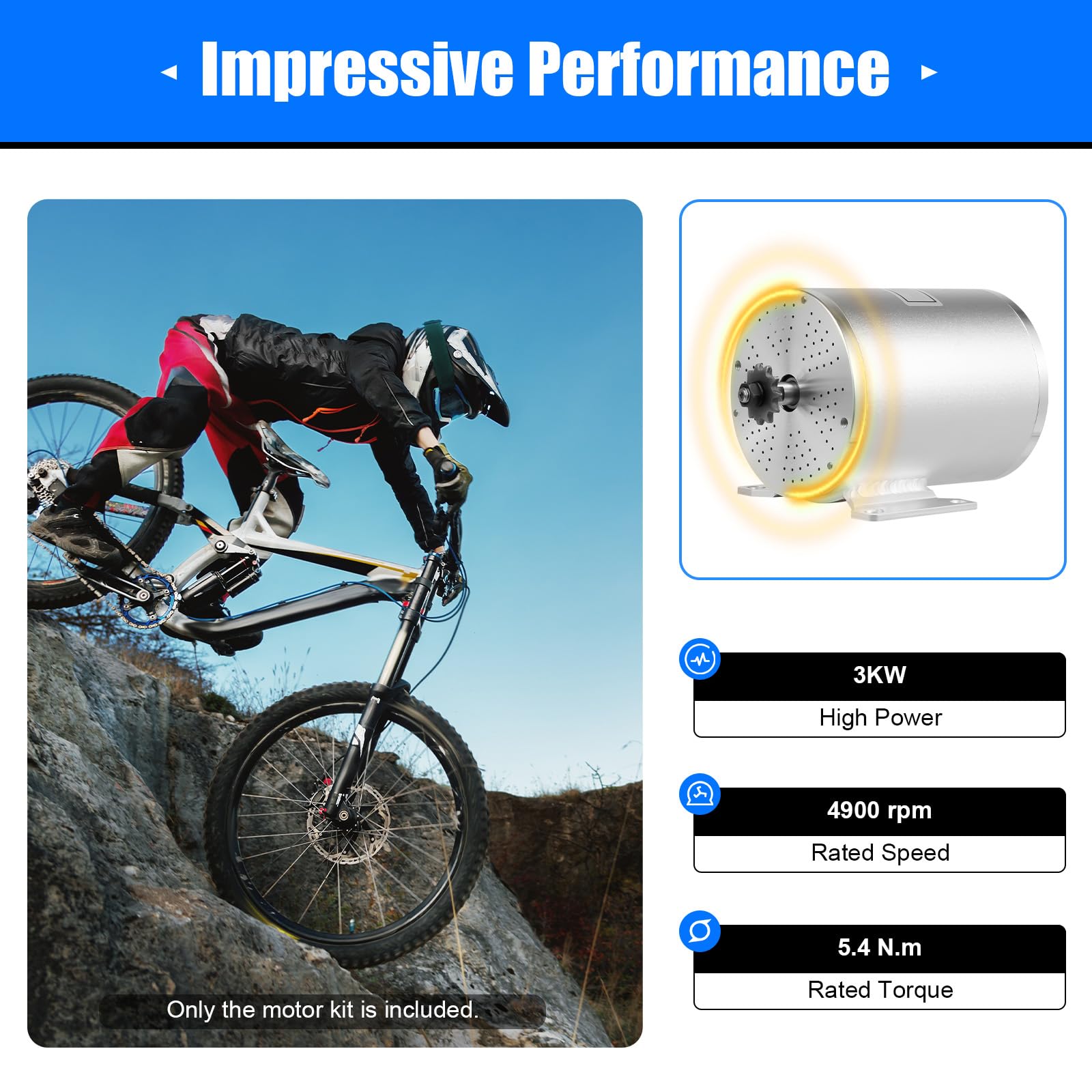 3000W Brushless Motor Kit - High Speed 6000RPM Electric Bike & Scooter Conversion Kit with Speed Controller & Throttle - DIY Motorcycle Conversion for E-Bike, Electric Scooter & More - Perfect for Commuting, Off-Road Adventures & Urban Transportation