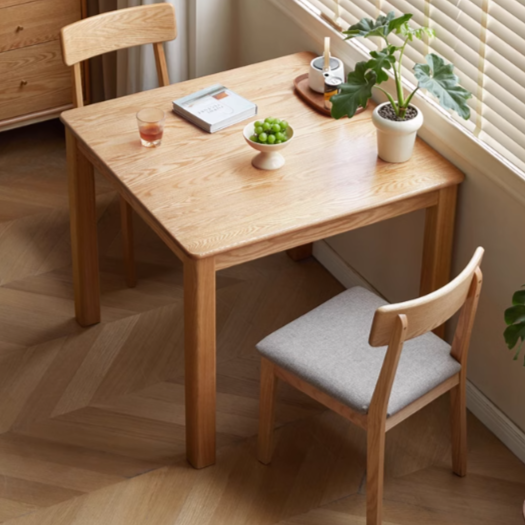 Solid Oak Wood Modern Square Dining Table - Perfect for Small Spaces, Apartments & Contemporary Home Decor