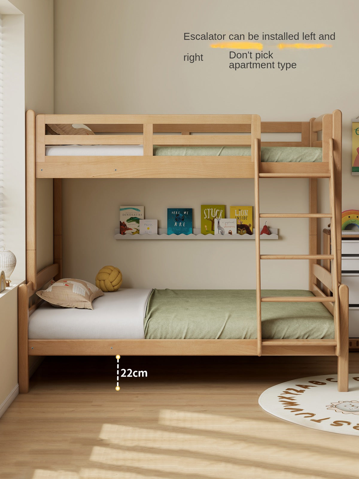 Solid Wood Beech & Birch White Detachable Bunk Bed for Kids - Perfect for Small Bedrooms, Guest Rooms & Space-Saving Kids' Rooms