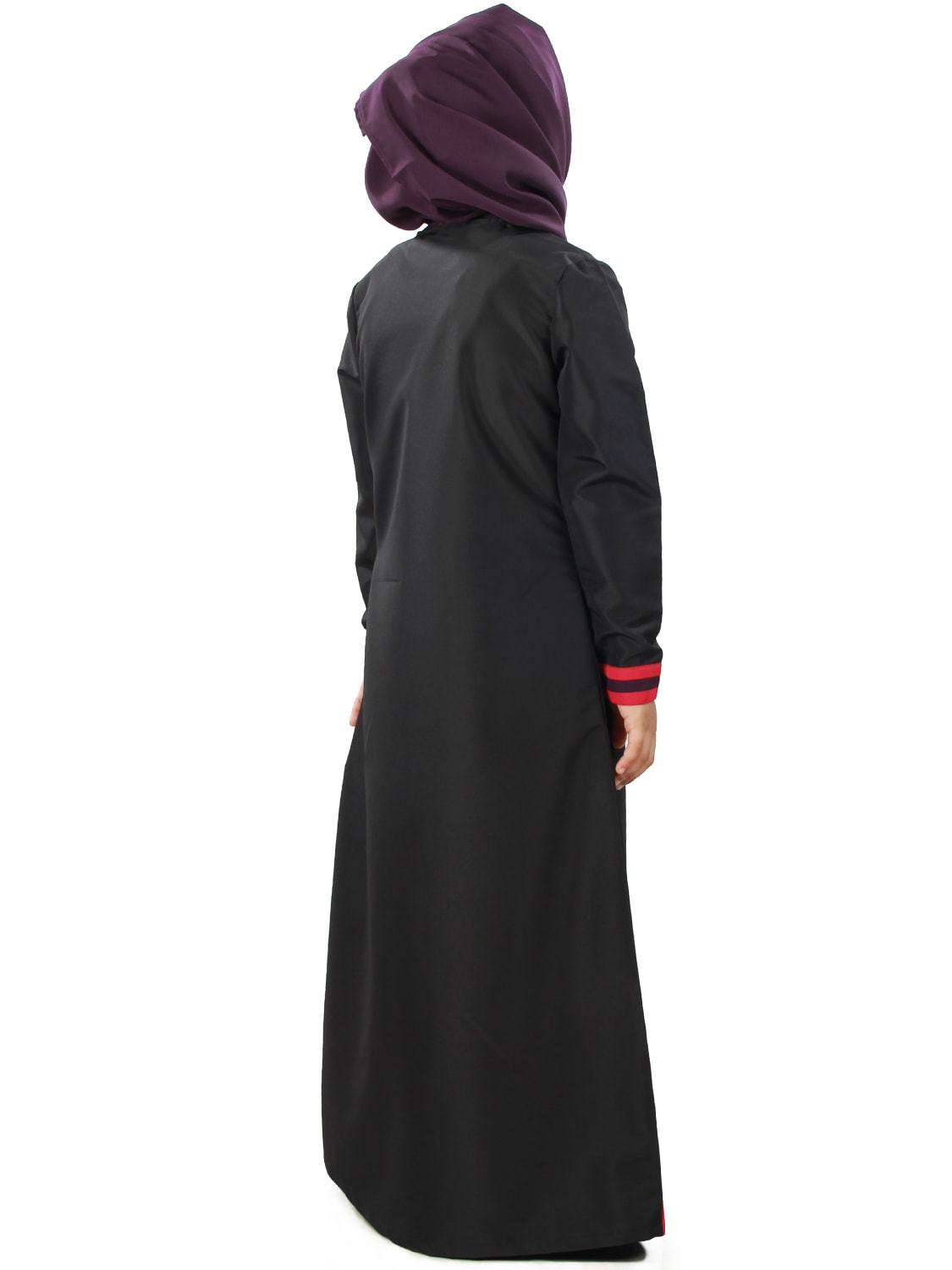 Shimah Black Kid's Abaya Dress - Islamic Prayer Dress for Girls - Perfect for Eid, Mosque & Special Occasions