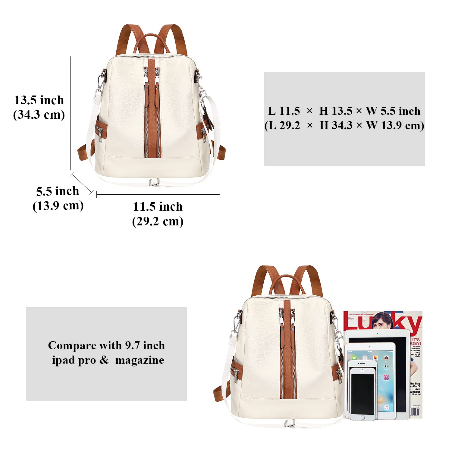 ALTOSY Genuine Leather Backpack Purse for Women - Convertible Shoulder Bag & Crossbody Bag with Laptop Compartment - Perfect for Work, Travel & Daily Use