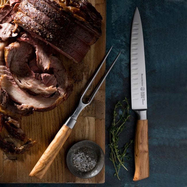 Oliva Elite 2-Piece Carving Set - Premium Stainless Steel Knife & Fork for Roast Beef, Turkey & Ham - Perfect for Holiday Dinners & Family Gatherings