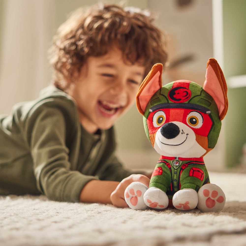 PAW PATROL JUNGLE PUPS Tracker 8-Inch Plush Stuffed Animal Toy - Soft Cuddly Dog Plushie for Kids, Collectors & Fans - Perfect Gift for Birthdays, Christmas & Playtime Adventures