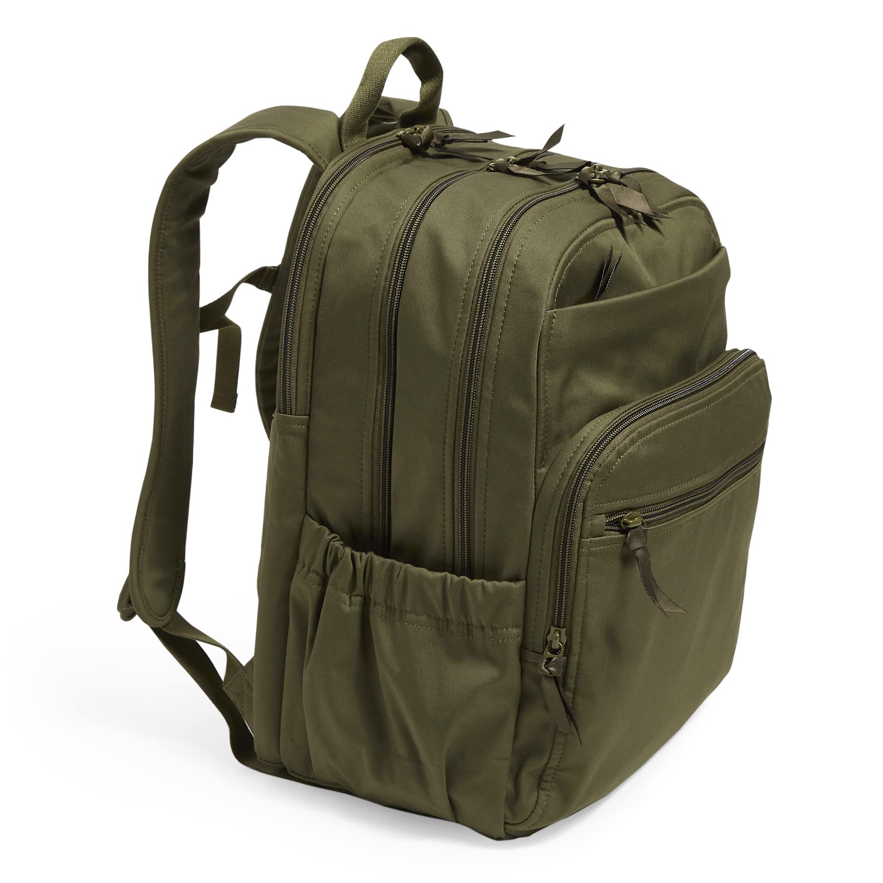 Vera Bradley Women's XL Cotton Campus Backpack - Climbing Ivy Green, Spacious College Bookbag for School, Travel & Work | Durable Lightweight Backpack for Students & Professionals