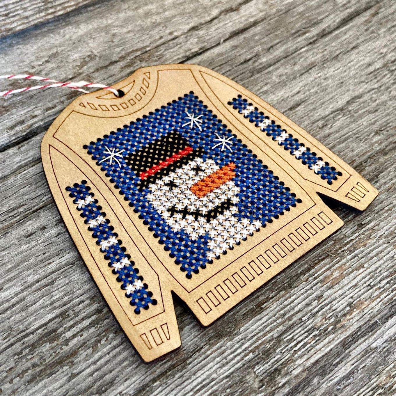 Ugly Sweater Cross Stitch Ornament Kit - DIY Snowman Christmas Decoration for Holiday Tree & Home Decor