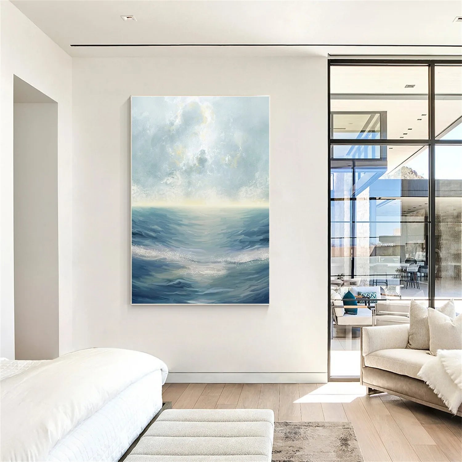 Ocean And Sky Painting #OS 207 - Stunning Seascape Wall Art for Home & Office Decor | Perfect for Living Room, Bedroom or Coastal Themed Spaces