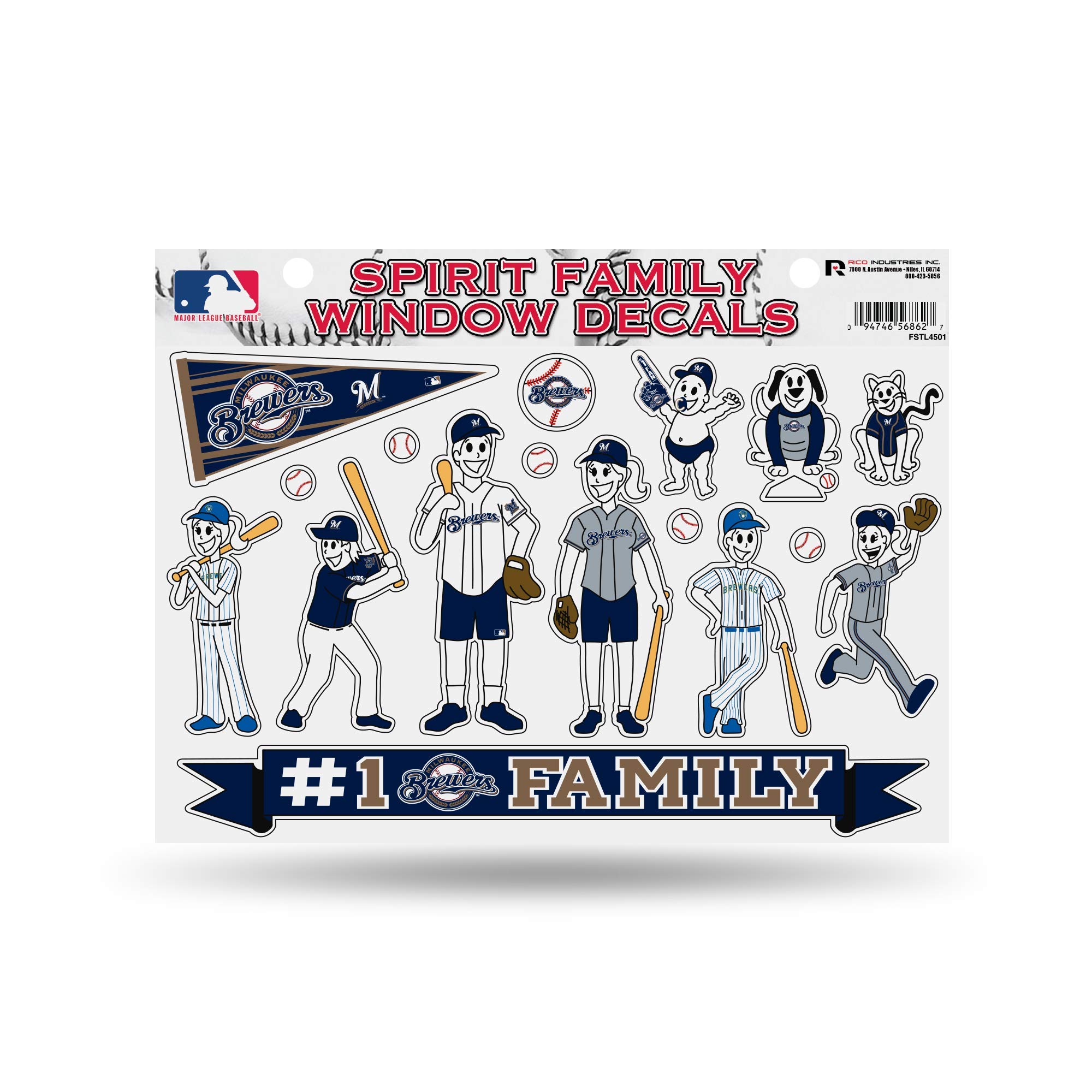 MLB Milwaukee Brewers Team Spirit Family Car Window Decals - Show Your Team Pride at Games, Tailgates & School Events