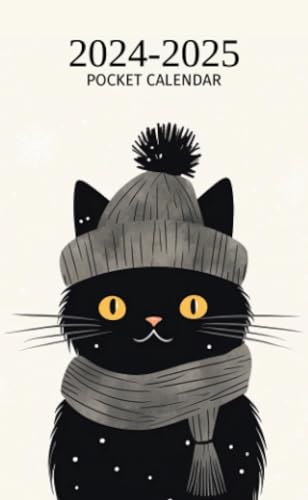 2024-2025 Pocket Calendar Planner - 2 Year Monthly Organizer with Cute Black Cat Cover | Small Purse-Sized Agenda for Women, Students & Professionals | Perfect for Daily Scheduling, Gift Giving & Travel Planning