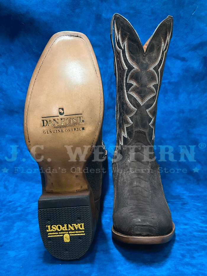 Dan Post DP3103 Men's ANDERS Ostrich Leg Leather Boots - Dark Brown Western Cowboy Boots for Men | Perfect for Rodeo, Country Music Festivals & Casual Wear