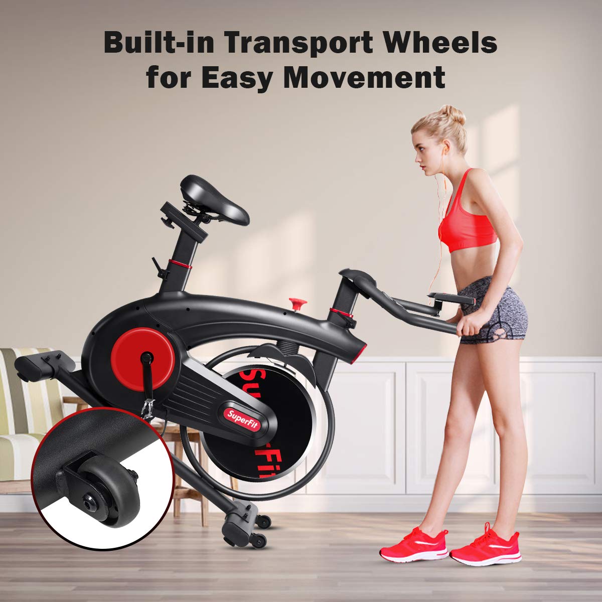 Goplus Indoor Cycling Bike - Silent Belt Drive Exercise Bike with Phone Holder, Adjustable Seat & LCD Monitor - Home Gym Equipment for Cardio, Weight Loss & Fitness Training (Perfect for Small Spaces & Apartment Workouts)