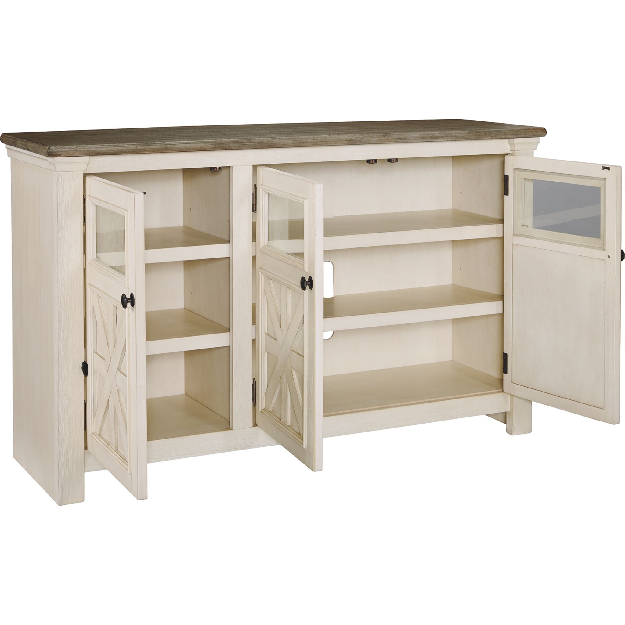 Bolanburg TV Stand for Living Room - White & Weathered Gray Modern Entertainment Center with Storage | Perfect for Flat Screen TVs up to 65