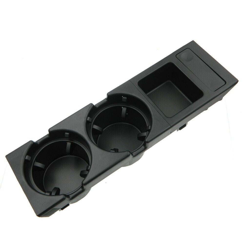 2-Piece Black Non-Slip Cup Holder and Armrest Coin Tray for BMW E46 3 Series - Perfect for Drinks, Change Storage & Car Organization Accessories