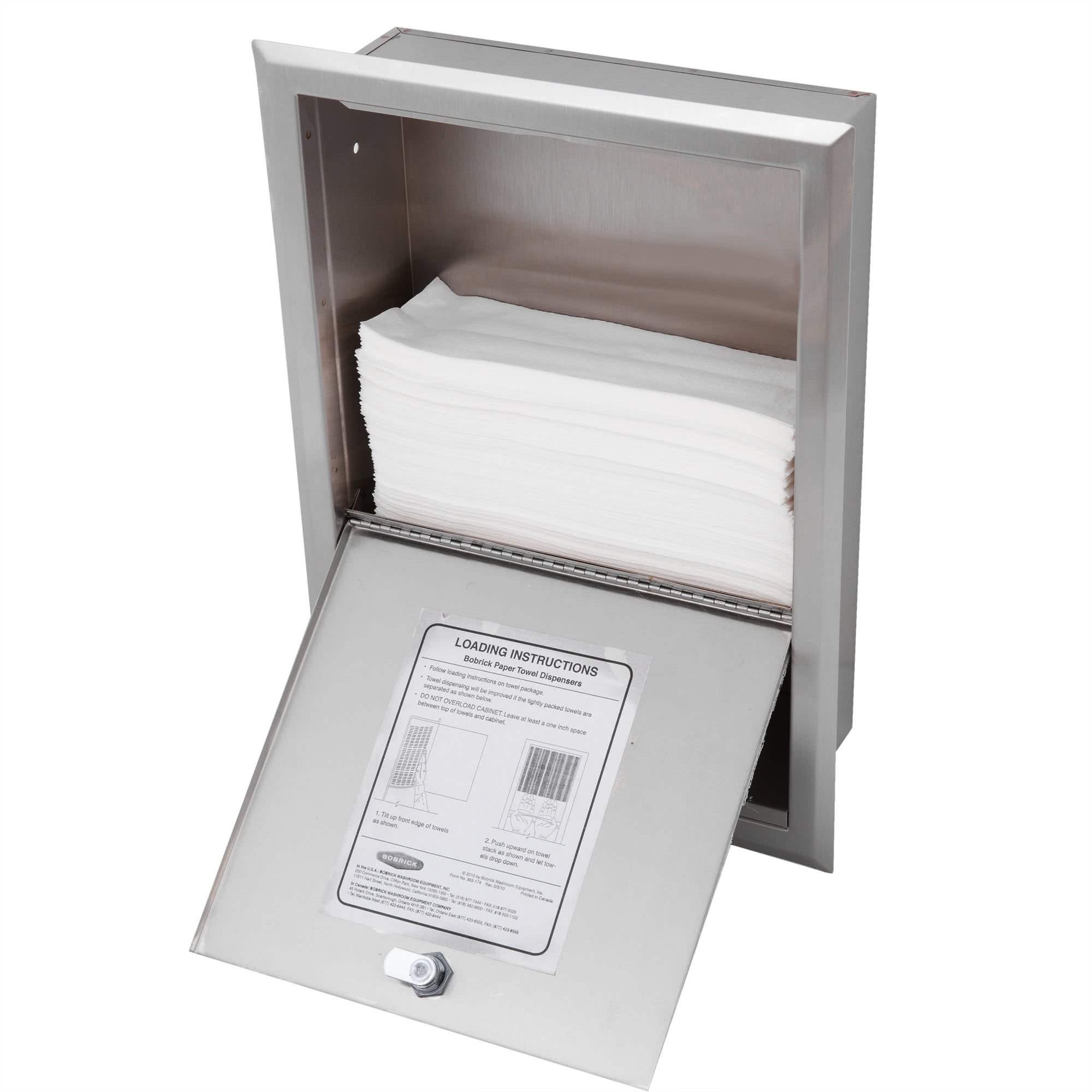 B-359 C Fold or Multifold Recessed Paper Towel Dispenser - Commercial Grade Stainless Steel - Perfect for Restaurants, Kitchens & Office Break Rooms