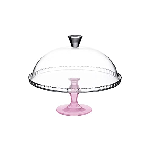 Tall Clear Glass Cake Stand with Protective Cover - Lead-Free Dessert Display Plate for Cakes, Fruits, Snacks - Perfect for Wedding, Birthday Party & Home Kitchen Decor