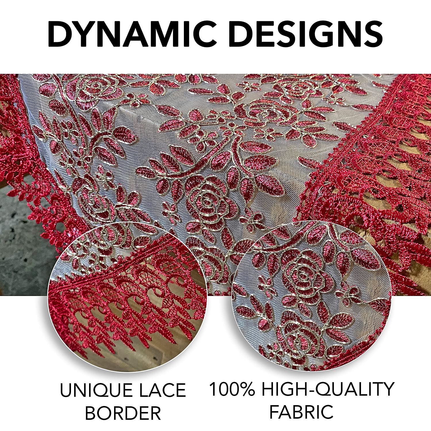 72 Inch Embroidered Boho Farmhouse Table Runner - Polyester Rustic Lace Dining Tablecloth for Wedding, Birthday Decor & Kitchen Decorations | Perfect for Dining Room, Farmhouse Decor & Special Event Gifts