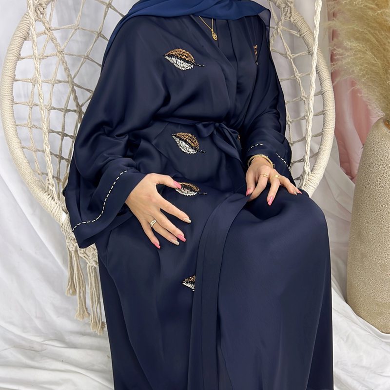 Ramadan Eid Embroidered Open Abaya for Muslim Women - Elegant Prayer Dress for Mosque, Islamic Events & Special Occasions