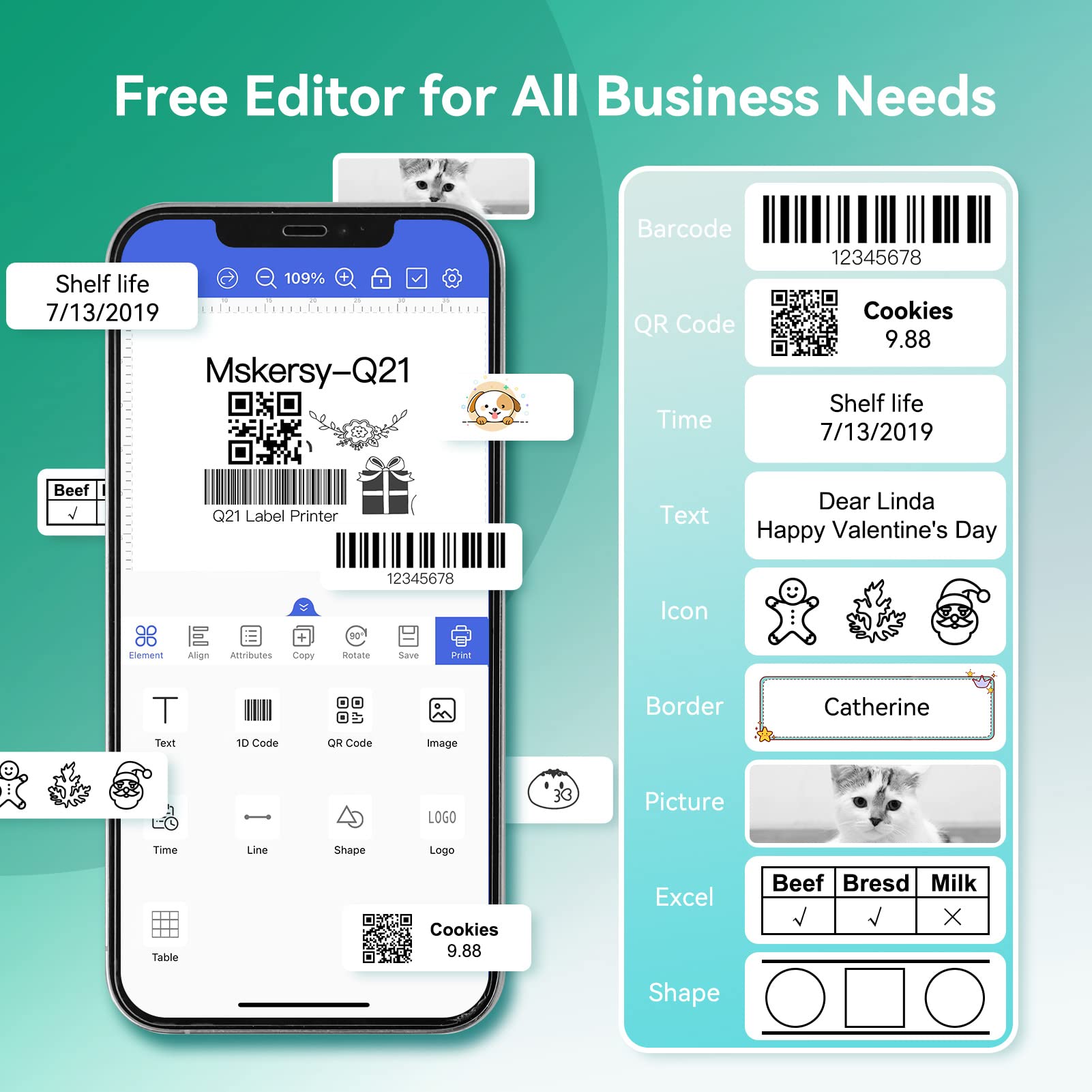 Q21 Bluetooth Label Maker Machine for Home & Office - Compatible with iOS & Android, Handheld Sticker Printer with 1.57