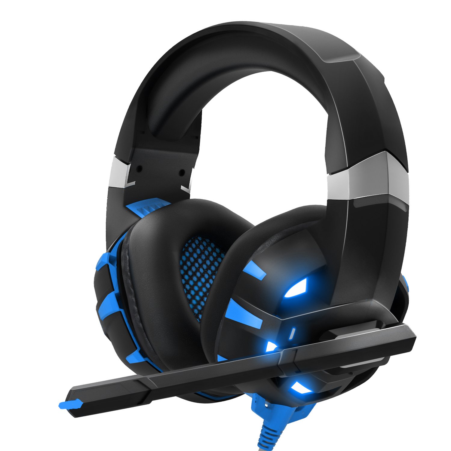 K2A 7.1 Surround Sound Gaming Headset for PC, PS4, Xbox One & Nintendo Switch - Noise Cancelling Mic, LED Lights & Volume Control - Perfect for Online Gaming, Streaming & Video Calls