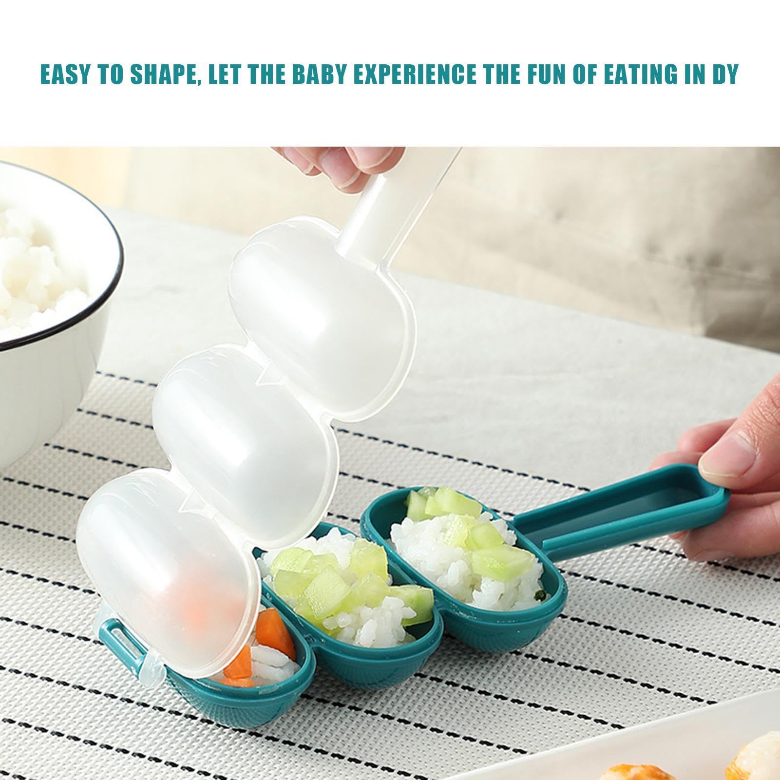 Non-Stick Sushi Rice Ball Maker - 3 Grid Onigiri Mold for Kids (6.89x2.76x1.18 Inches) | Perfect for Bento Boxes, Lunch Prep & Japanese Cooking at Home