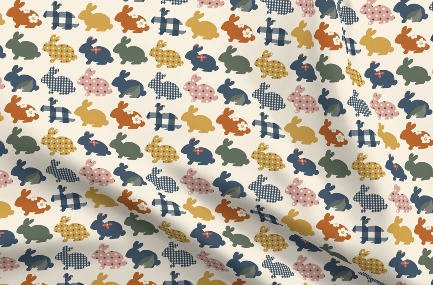 Spring Bunnies Gingham Easter Rabbits Printed Velvet Upholstery Fabric - Fat Quarter for Home Decor, Apparel & DIY Projects | Perfect for Easter Decorations, Throw Pillows & Crafting