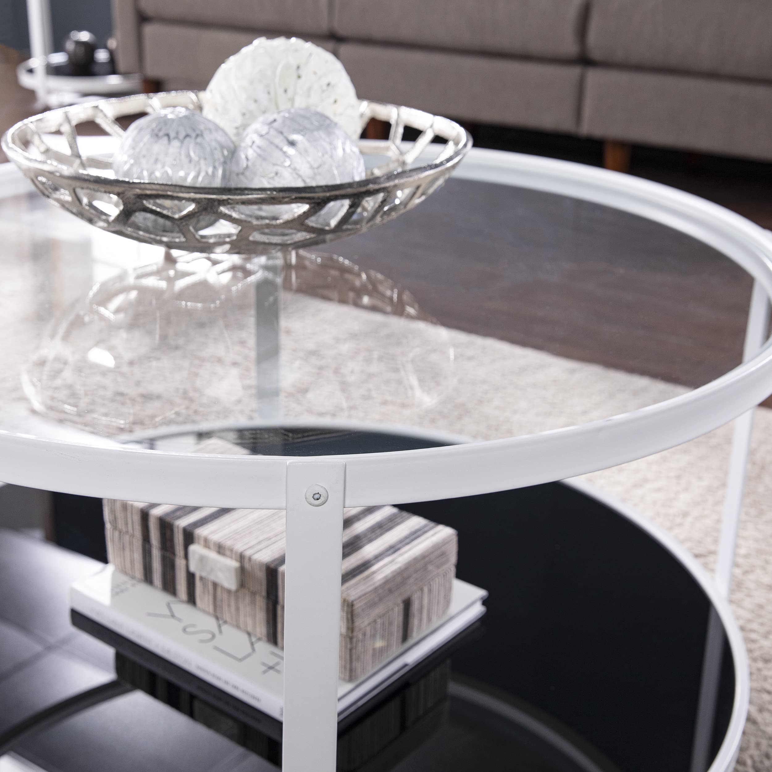 SEI Furniture Vimmerly Modern Coffee Table - Black & White Finish - Perfect for Living Room, Office, or Lounge Decor