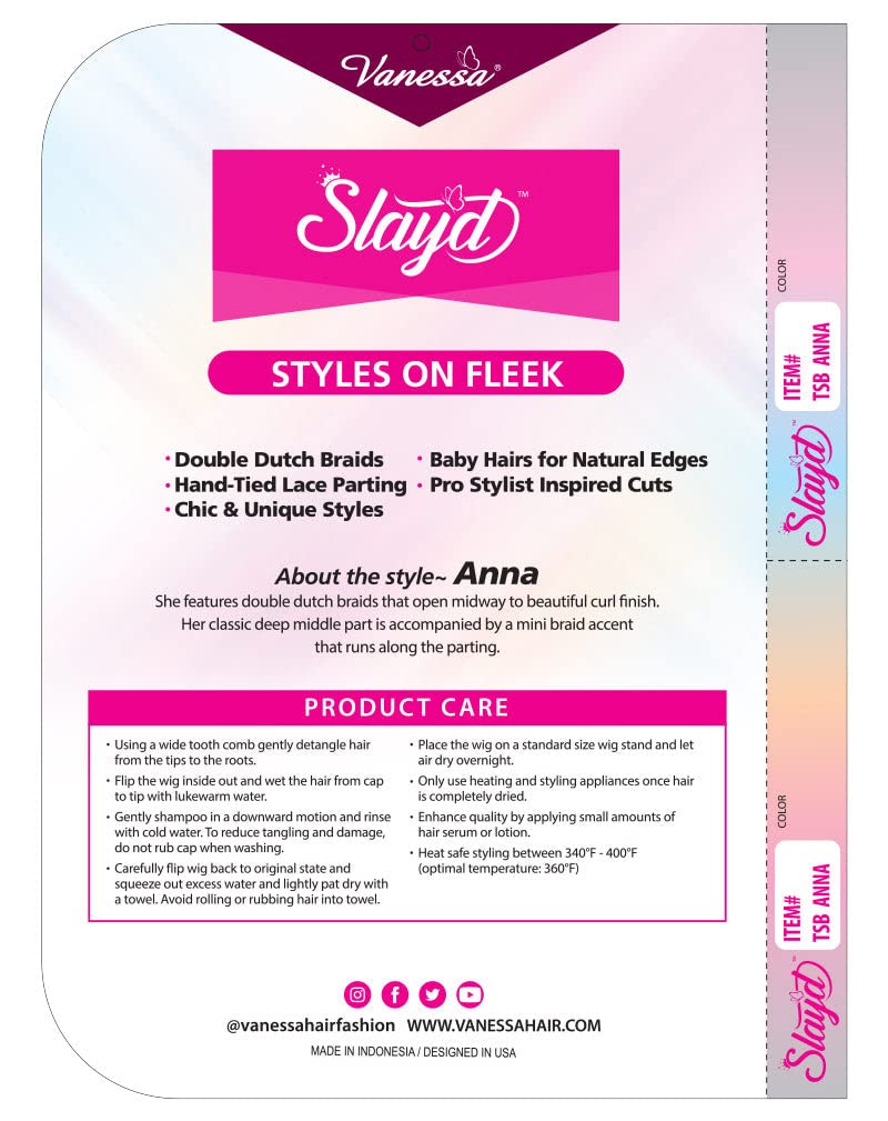 VANESSA Tops Slay'd Styles on Fleek Double Dutch Braids Long Synthetic Wig - Heat Resistant Fashion Hair for Women (30M) - Perfect for Cosplay, Parties, and Everyday Glam