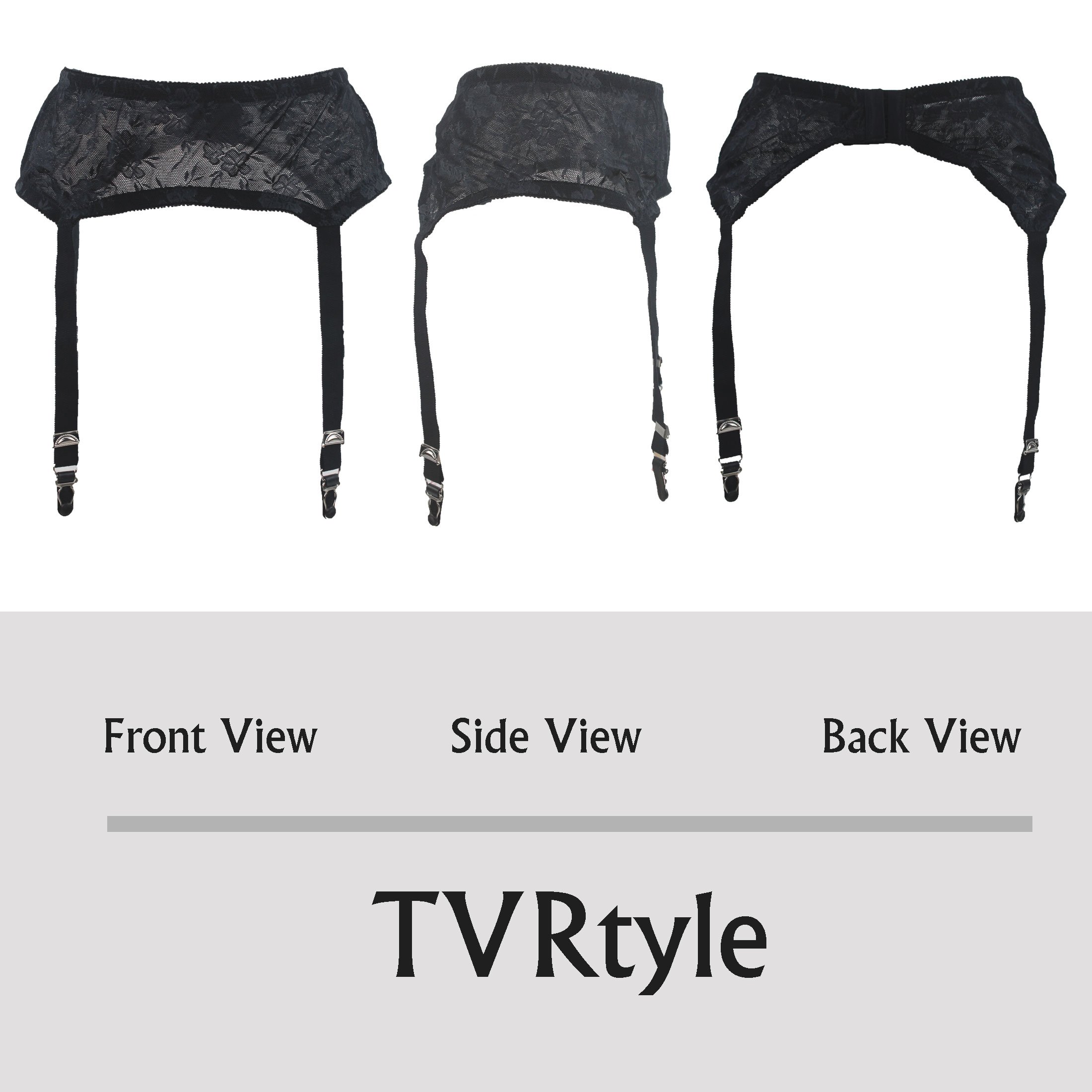 TVRtyle Women's Vintage Black Garter Belt with 4 Metal Clips - Sexy Stocking Holder for Lingerie, Burlesque & Retro Fashion Outfits