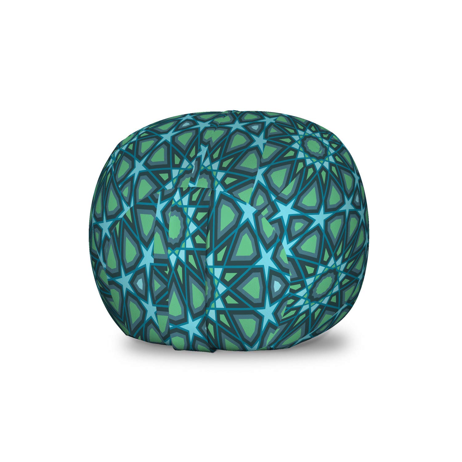 Ambesonne Lattice Storage Toy Bag Chair - Morocco Intricate Pattern Oriental Design, Washable Stuffed Animal Organizer for Kids Room, Small Size in Dark Teal Blue | Perfect for Nursery, Playroom & Bedroom Organization