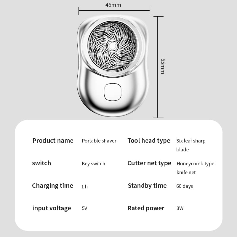 Portable Electric Shaver for Men - Cordless Rechargeable Mini Shaver for Bald Head, Travel & Grooming Kit - Perfect Gift for Dad, Husband (Silver) | Home, Office & Travel Use