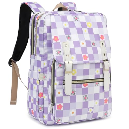 Flowers Checkered Purple
