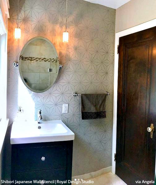 Japanese Shibori Wall Stencil - DIY Home Decor Stencil for Boho, Indigo Dye & Japanese Art Projects - Perfect for Bedroom, Living Room & Nursery Wall Painting