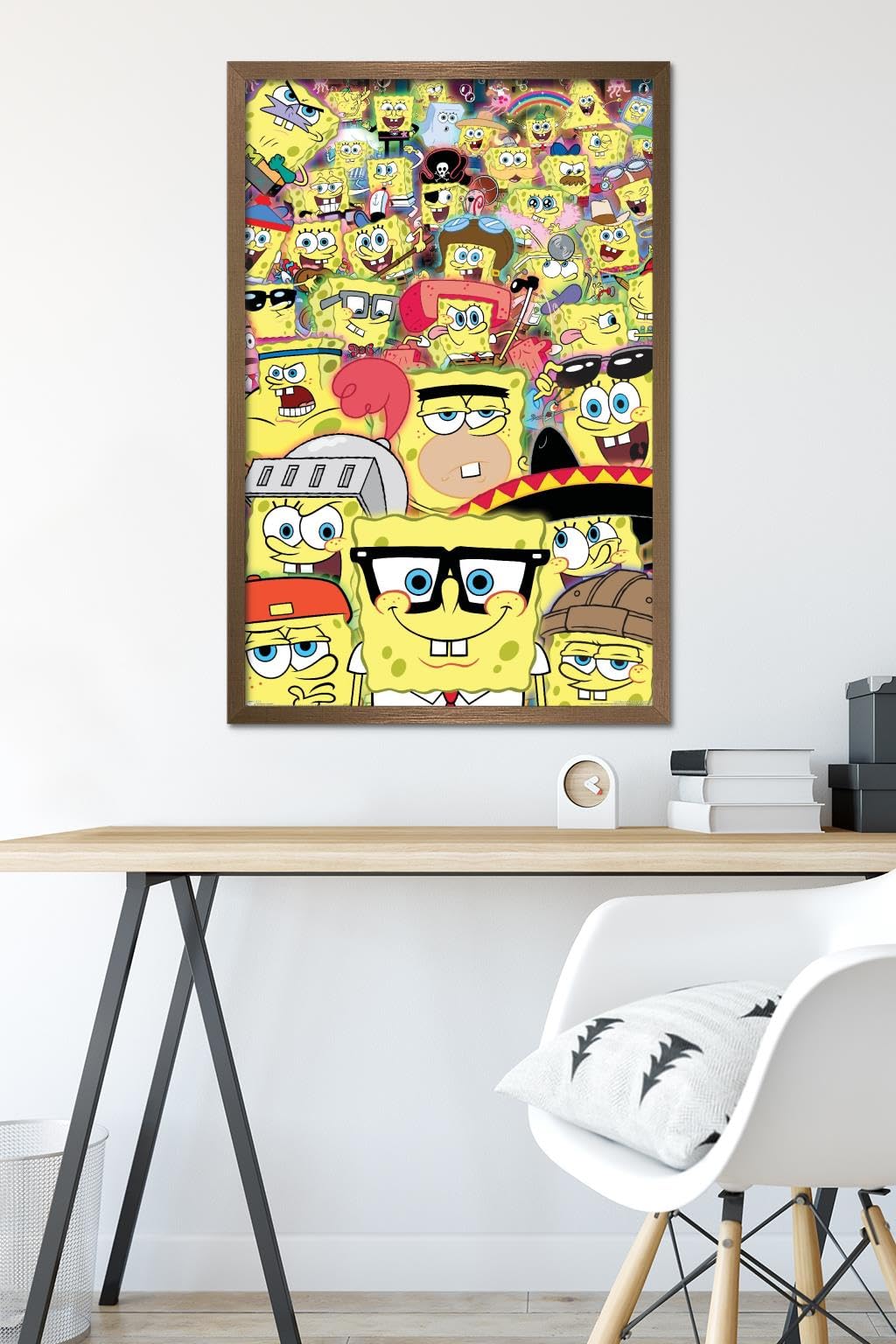 Trends International Nickelodeon SpongeBob SquarePants Disguise Wall Poster - 22.375 x 34 Inches, Bronze Framed Art Print - Perfect for Kids' Room Decor, TV Show Themed Bedroom & Cartoon Lover Gifts
