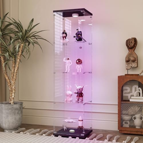Black 1 Doors 4 Shelves With Light-1