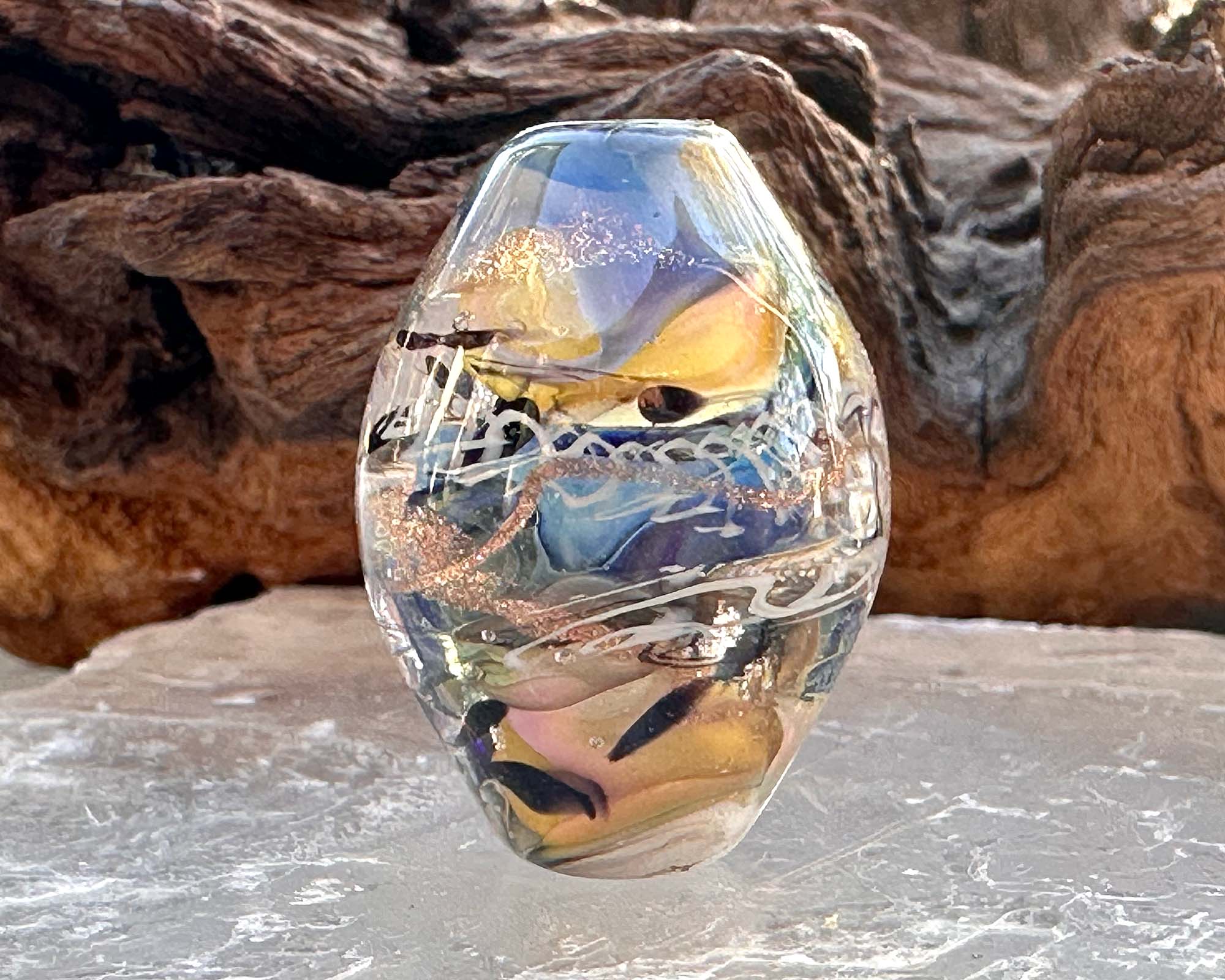 Golden Wonder Lampwork Focal Bead SRA - Handmade Glass Bead for Jewelry Making, DIY Crafts, Necklaces & Bracelets - Perfect for Beaders and Artisan Jewelry Designers