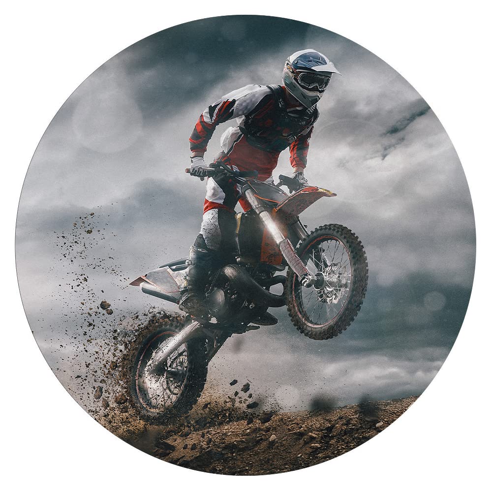 300-Piece Round Wooden Wall Art Puzzle - Racing & Motorcycle Theme, Stress Relief & Educational Toy for Adults & Kids, Perfect for Family Bonding, Home Decor, and Office Relaxation