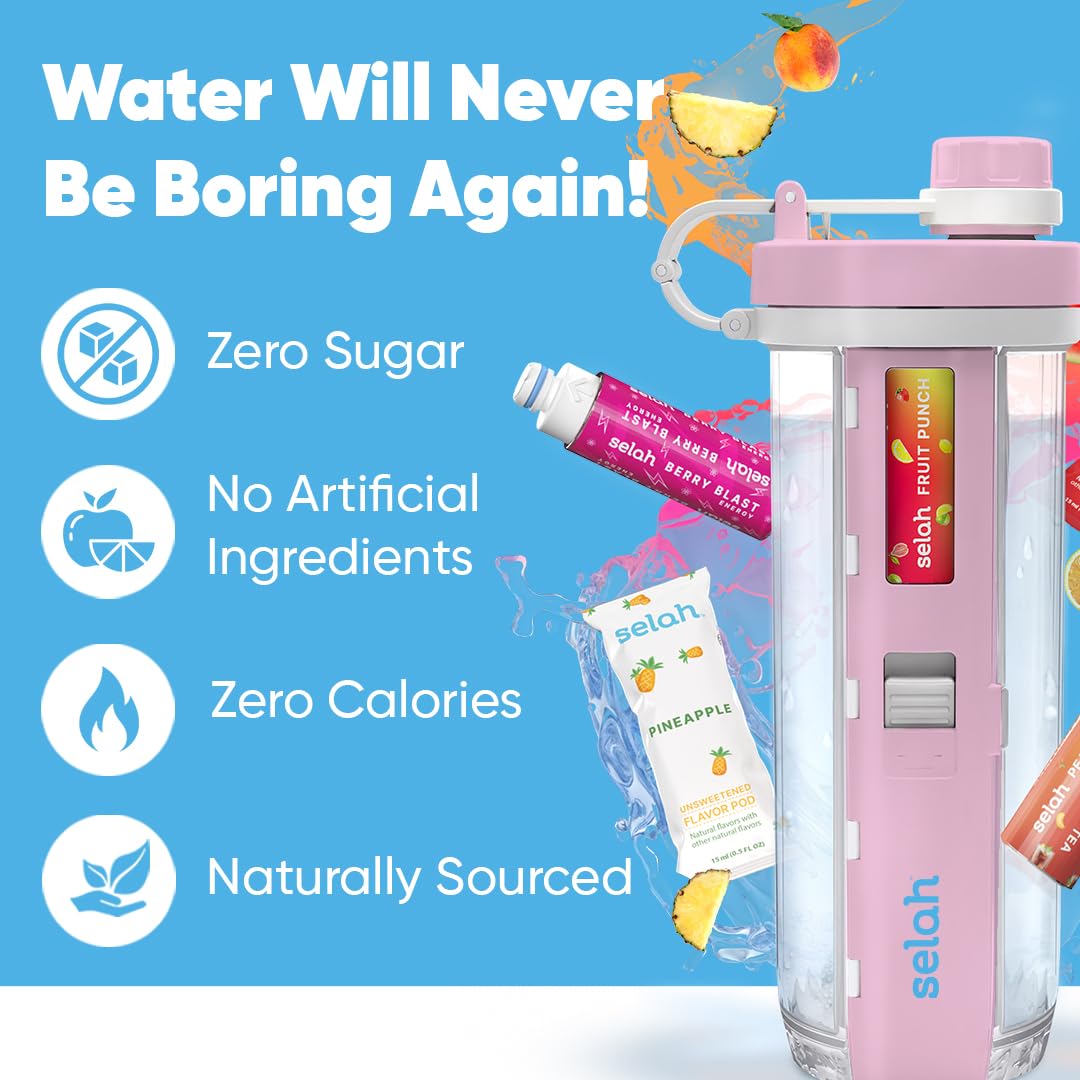 Selah Sugar-Free Vitamin Water Bottle - 20oz with Flavor Pods for Energy & Sports Drinks