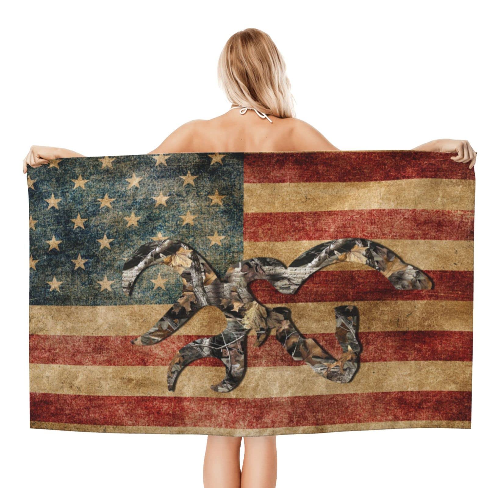 Premium Microfiber Vintage American Flag Beach Towel - Quick Dry, Absorbent & Sand Free - Oversized 27.5
