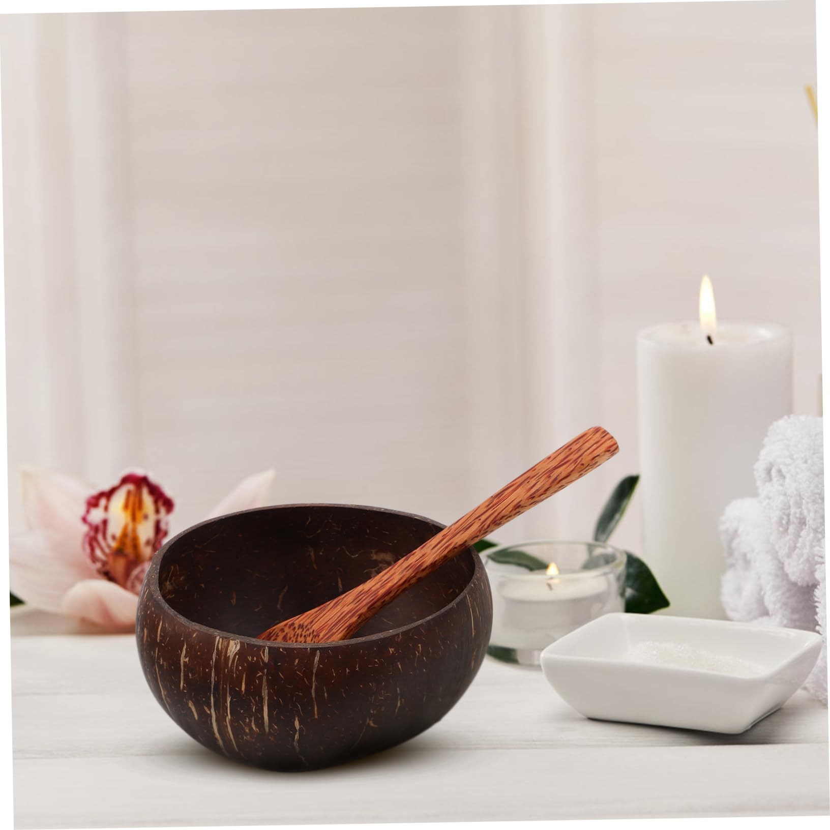 Organic Coconut Shell Mask Mixing Bowl & Spatula Set - Natural Beauty Tools for DIY Face Masks, Travel-Friendly Skincare Essentials (Perfect for Spa, Facial Treatments & On-the-Go Beauty Routine)