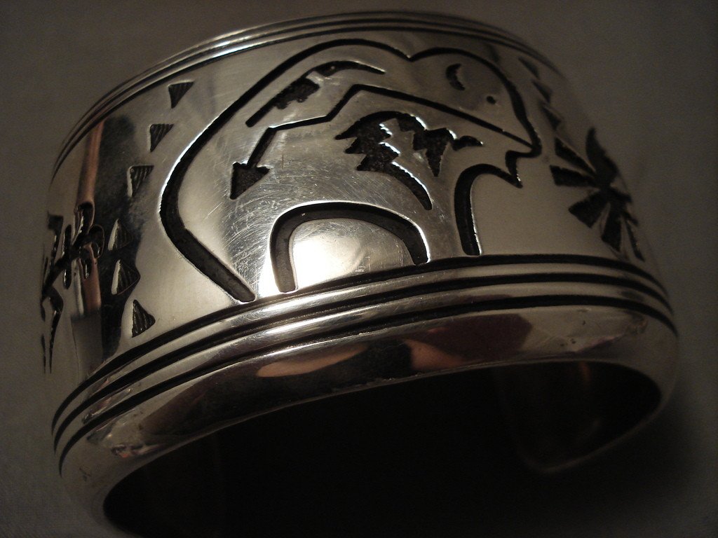 Vintage Navajo Thomas Singer Kokopelli Native American Silver Bracelet - 126 Grams Wide Handmade Jewelry for Women & Men - Perfect for Boho, Western & Festival Outfits