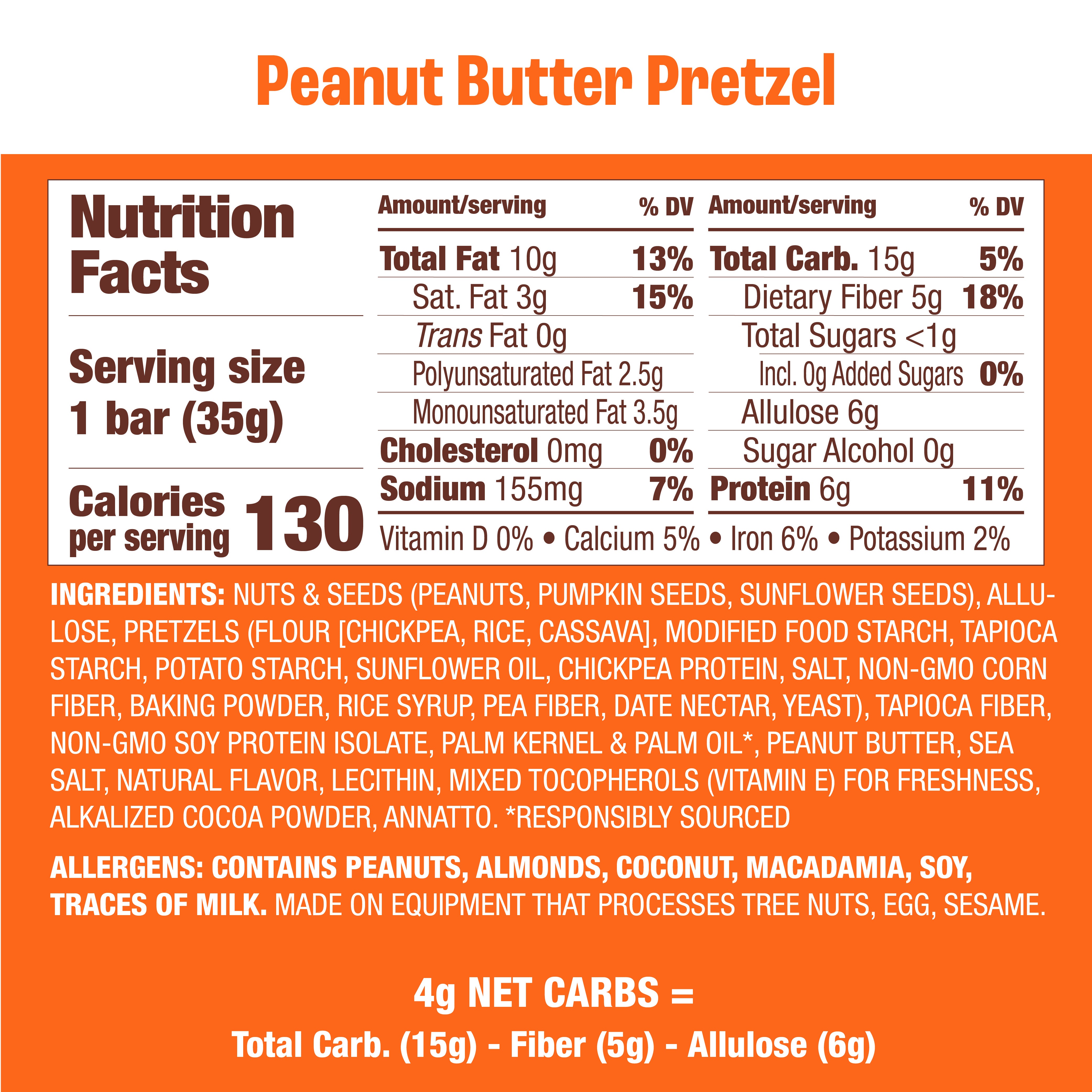 Crunchy Peanut Butter Pretzel Nut & Seed Bar - 12 Pack | High Protein Snack for Hiking, Travel & On-the-Go Energy Boost