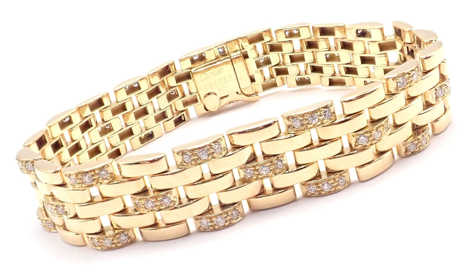 Authentic Cartier Maillon Panthere 18K Gold Diamond Five Row Link Bracelet for Women - Luxury Jewelry Gift for Anniversary, Birthday & Special Occasions