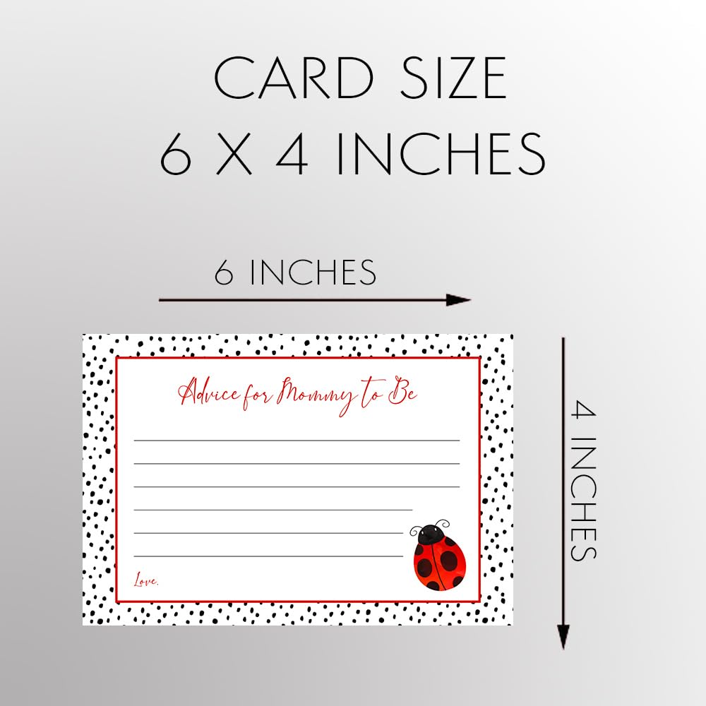 Ladybug Baby Shower Game Cards - 24 Count Fun Advice Cards for Mom-to-Be | Perfect for Baby Shower Party Games & Gender Reveal Celebrations