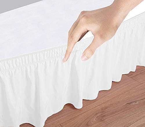 Premium 800 TC Cotton Wrap Around Elastic Bed Skirt - 3-Sided Dust Ruffle with 18