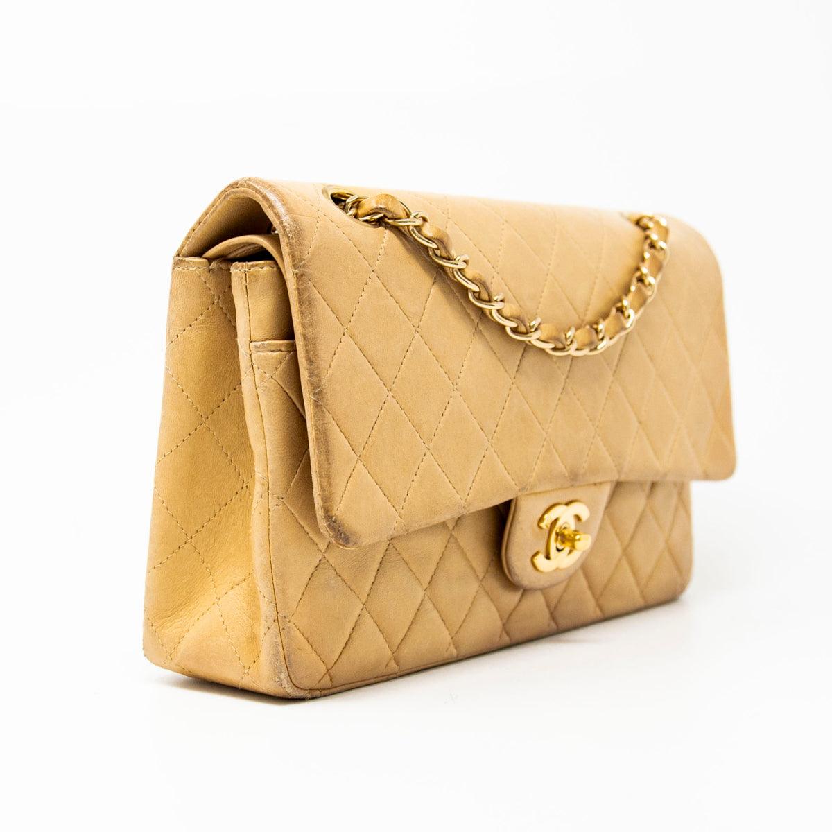 Chanel Beige Medium Vintage Classic Flap Bag - Timeless Luxury Handbag for Women | Perfect for Evening Events, Date Nights & Special Occasions