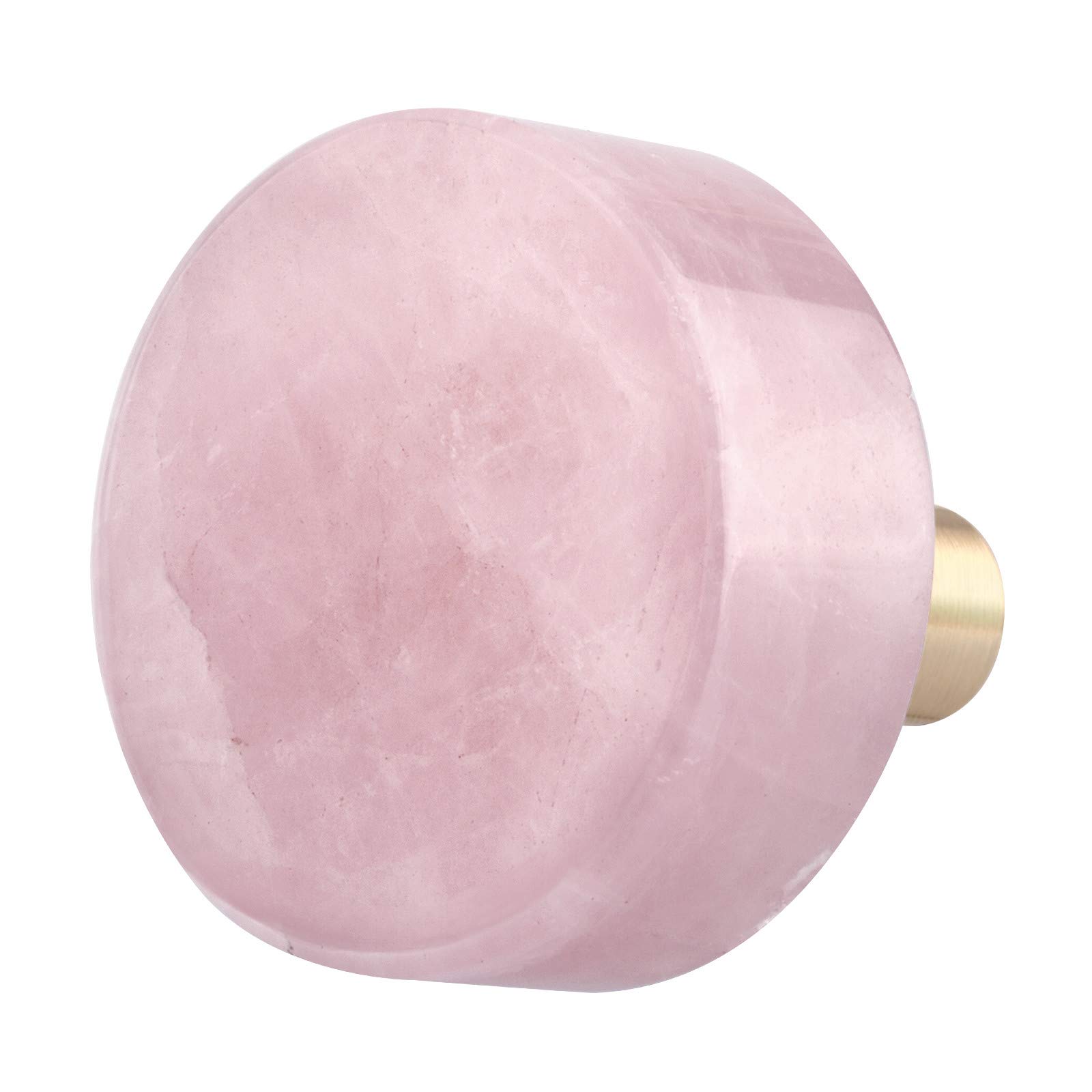 Set of 4 Rose Quartz Drawer Knobs with Screws - Natural Crystal Stone Pull Handles for Dresser, Wardrobe & Kitchen Cabinets - Elegant Home Decor & Feng Shui Accessories (Perfect for Bedroom, Bathroom & Office Organization)