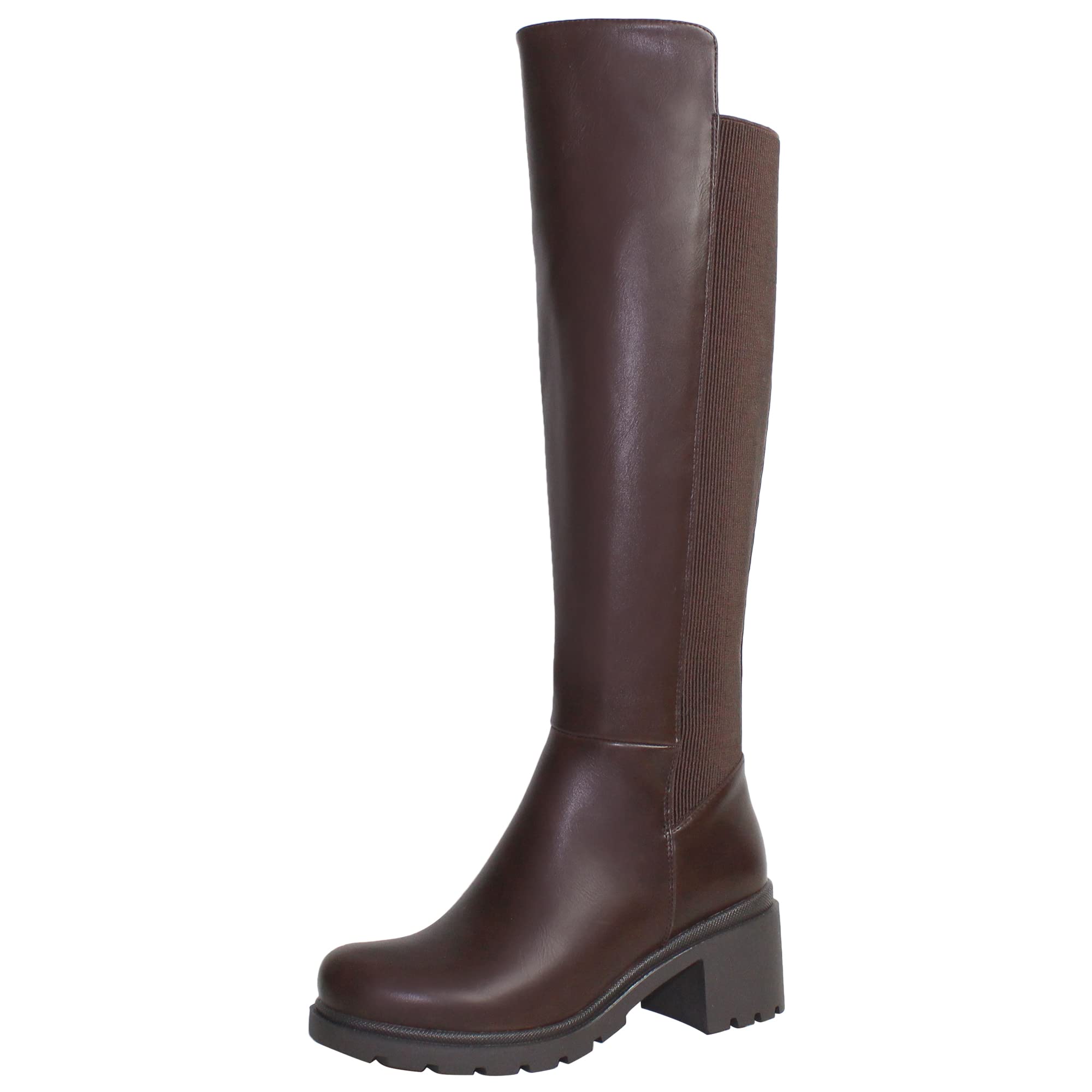 SOBEYO Women's Knee High Boots with Chunky Heels - Elastic Side Panels & Zipper Closure - Stylish Winter Boots for Office, Party & Night Out