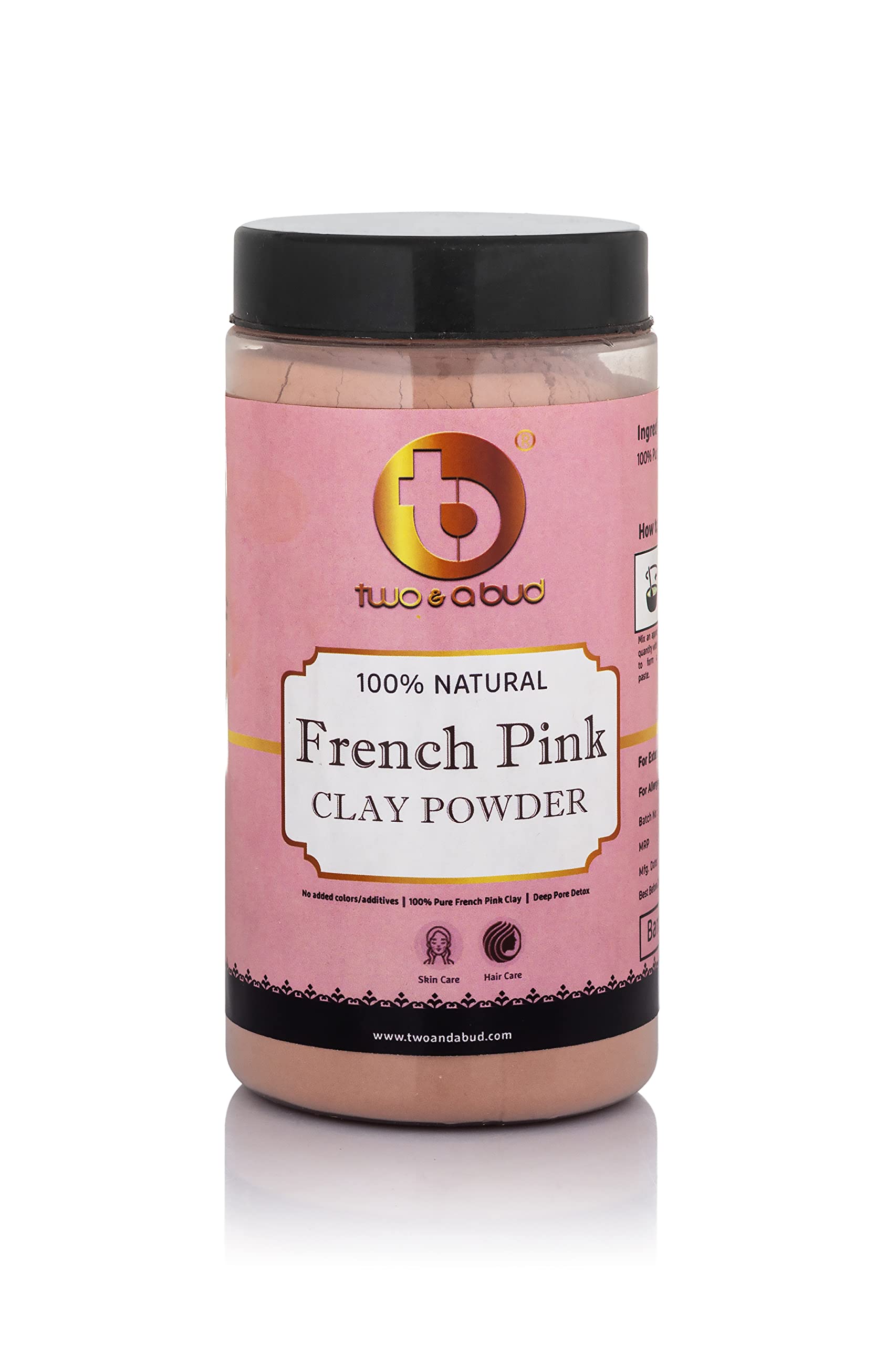 100% Natural French Pink Clay Powder with Herbal Ingredients - Skin & Hair Care for Brightening, Cleansing & Masking (250g) | Perfect for DIY Face Masks, Hair Treatments & Natural Beauty Routines