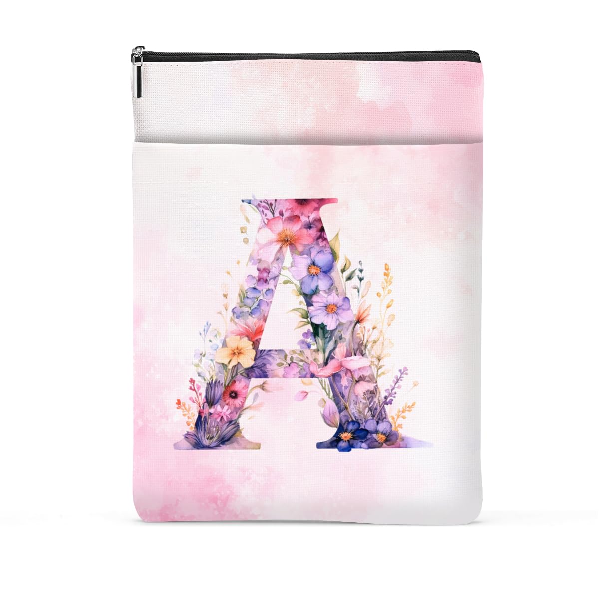 Personalized Floral Book Sleeve with Zipper - Custom Monogrammed Book Cover Protector for Women & Girls | Perfect Gift for Book Lovers, Bridal Showers, Bachelorette Parties, Graduations & Birthdays | Great for Reading, Travel & Daily Book Protection