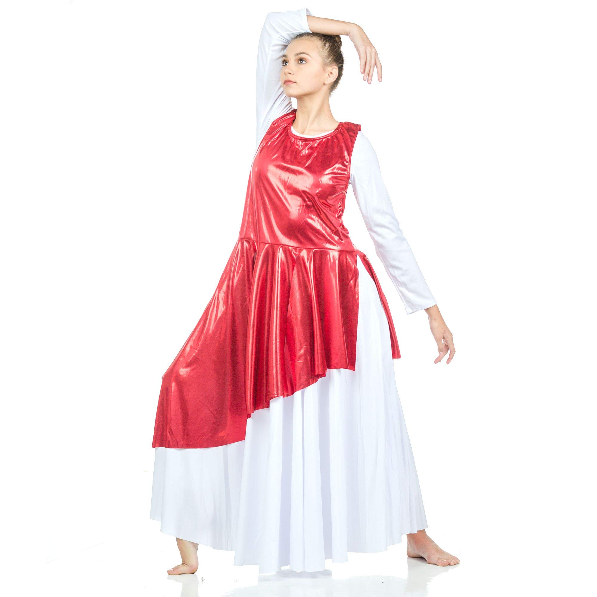 Danzcue Women's Asymmetrical Praise Dance Tunic - Flowy Worship Dance Top for Church Performances & Christian Dance Ministry