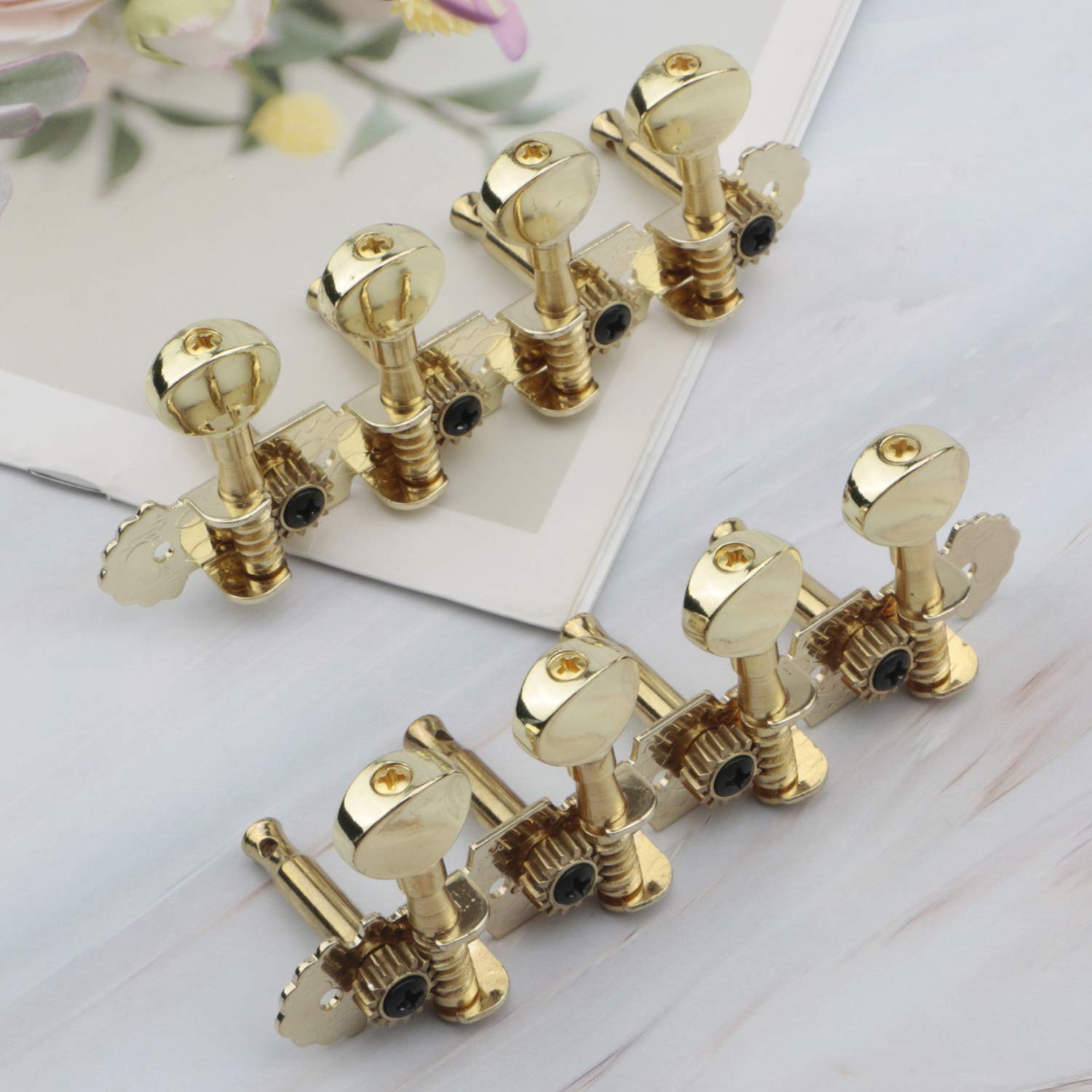 Premium Swhmc Gold 4L4R Mandolin Guitar Tuners - 8 String Machine Heads & Buttons for Precise Tuning | Perfect for Bluegrass, Folk & Classical Musicians